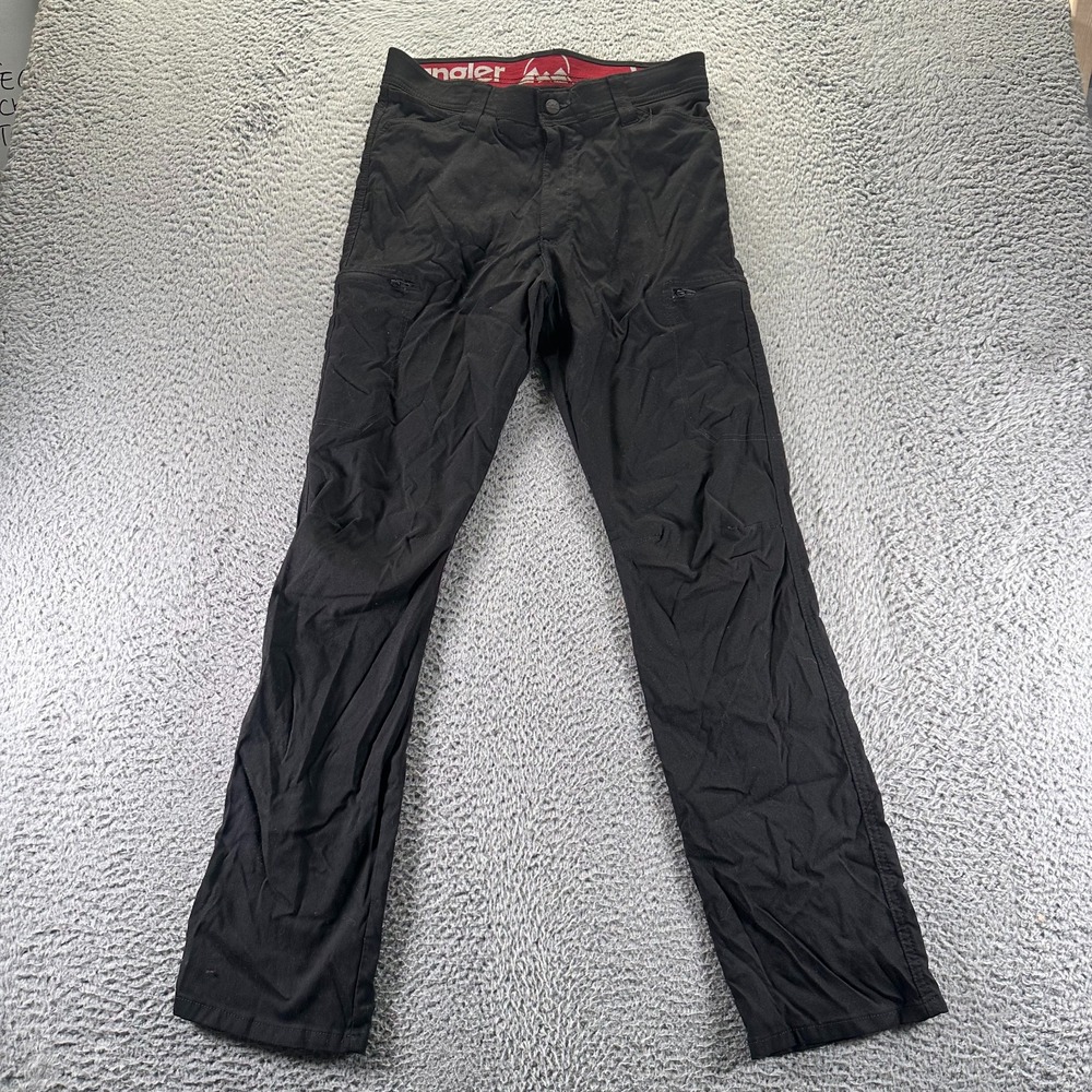 Wrangler Pant Mens 32x33 Black Cargo‎ Straight Workwear Nylon Spandex Utility